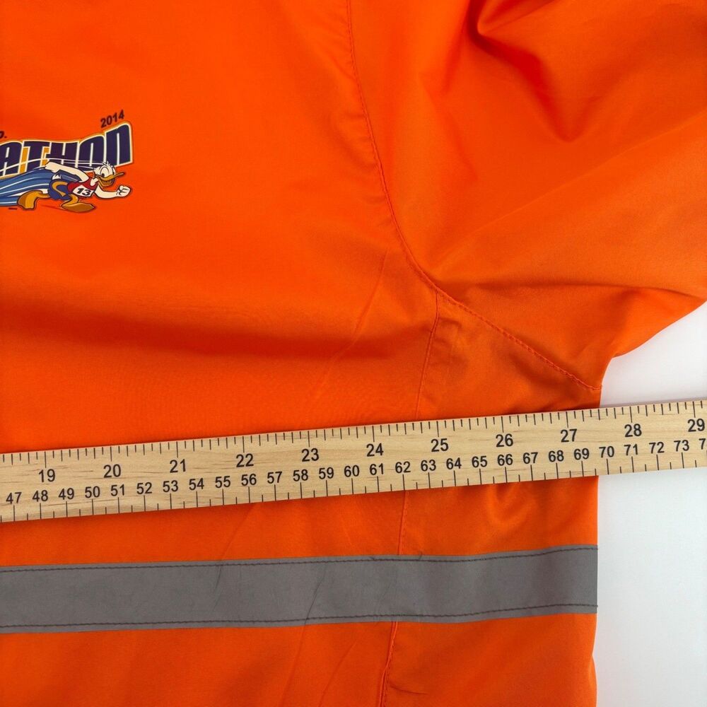 Disney Parks Half Marathon Volunteer Jacket XL Orange 2014 Reflective EUC Hood - Picture 6 of 13